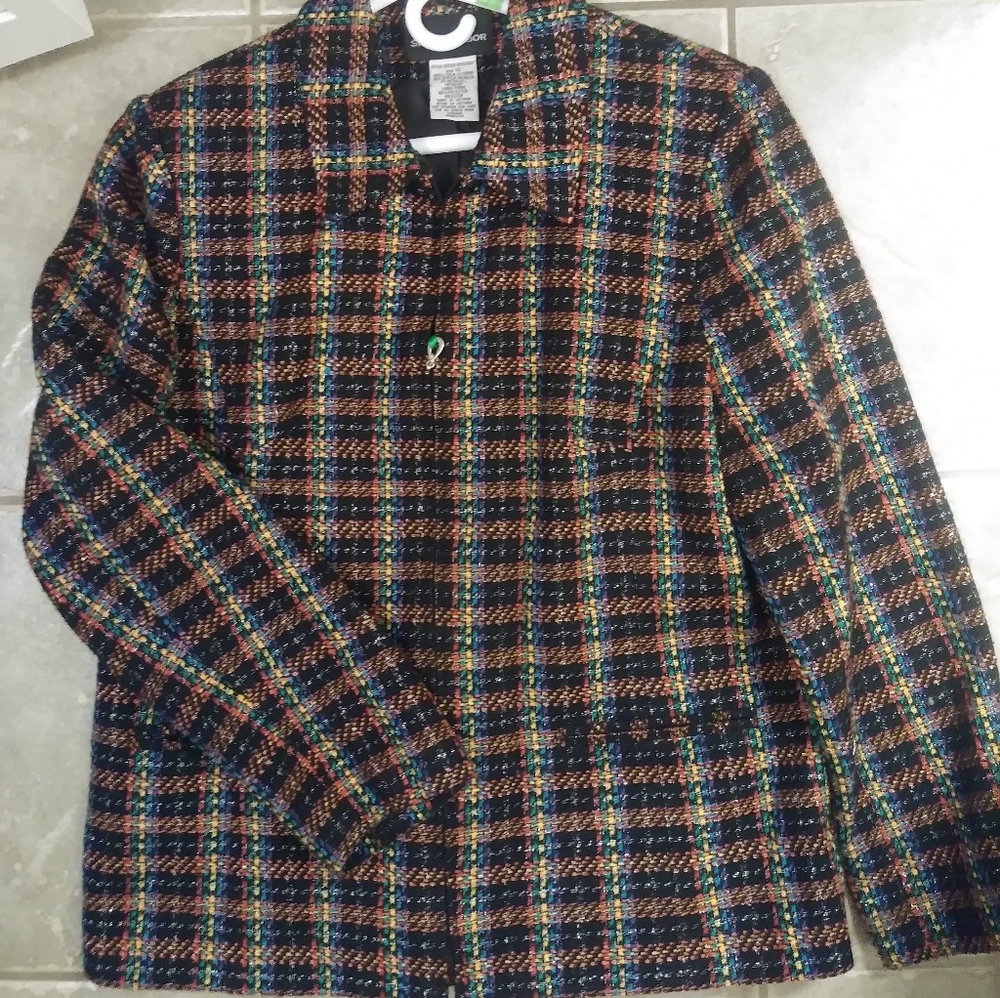 VTG Rainbow Plaid Blazer